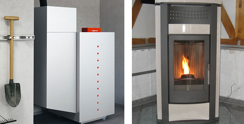 Pelletanlage und Pellet-Kaminofen Pelletanlage und Pellet-Kaminofen